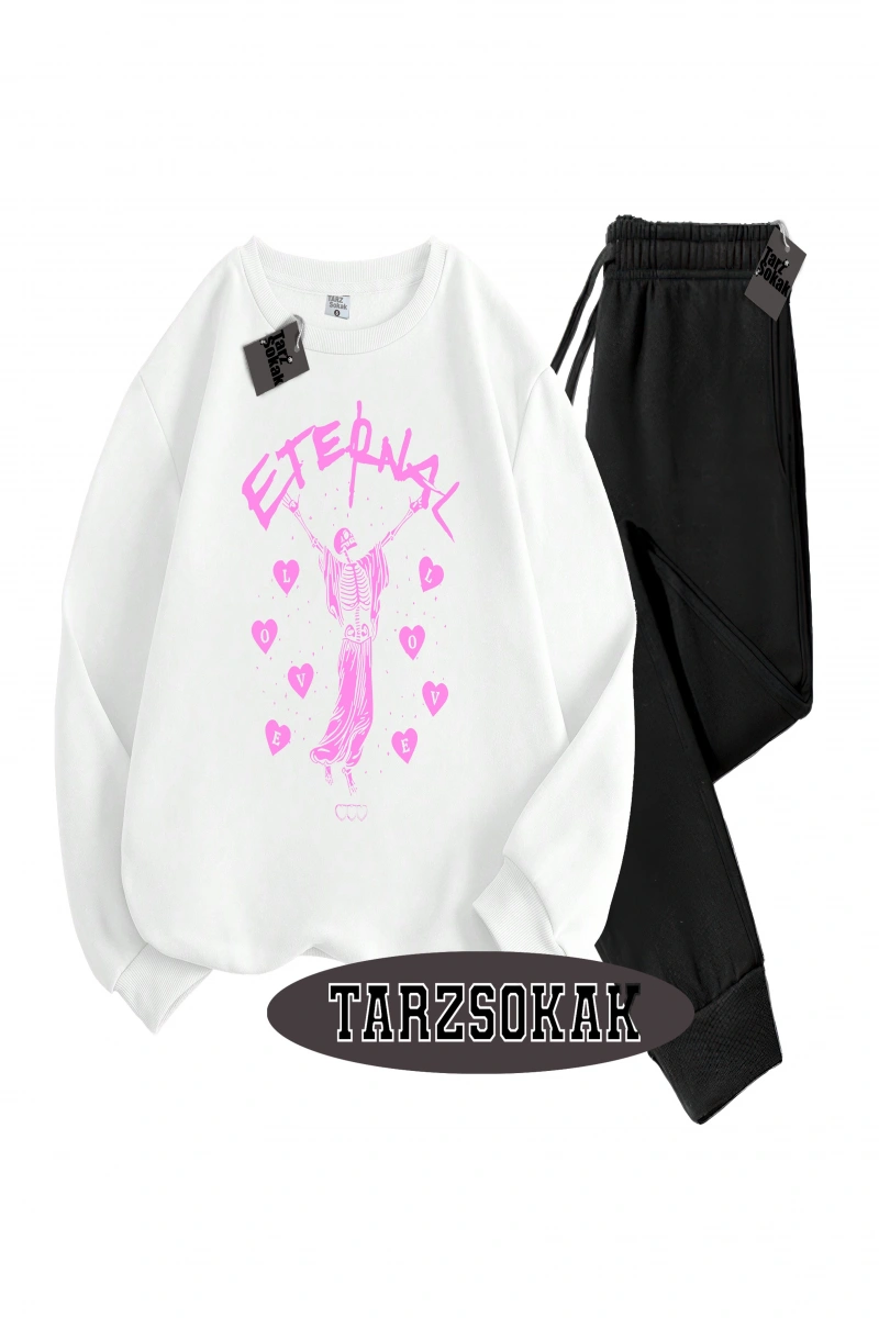 Siyah Kapşonlu Eternal Detaylı ikili TAKIM