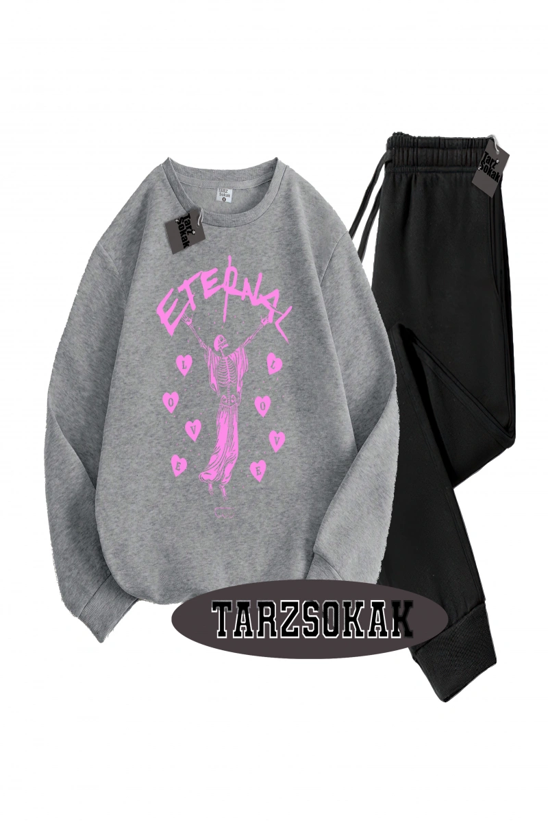 Siyah Kapşonlu Eternal Detaylı ikili TAKIM