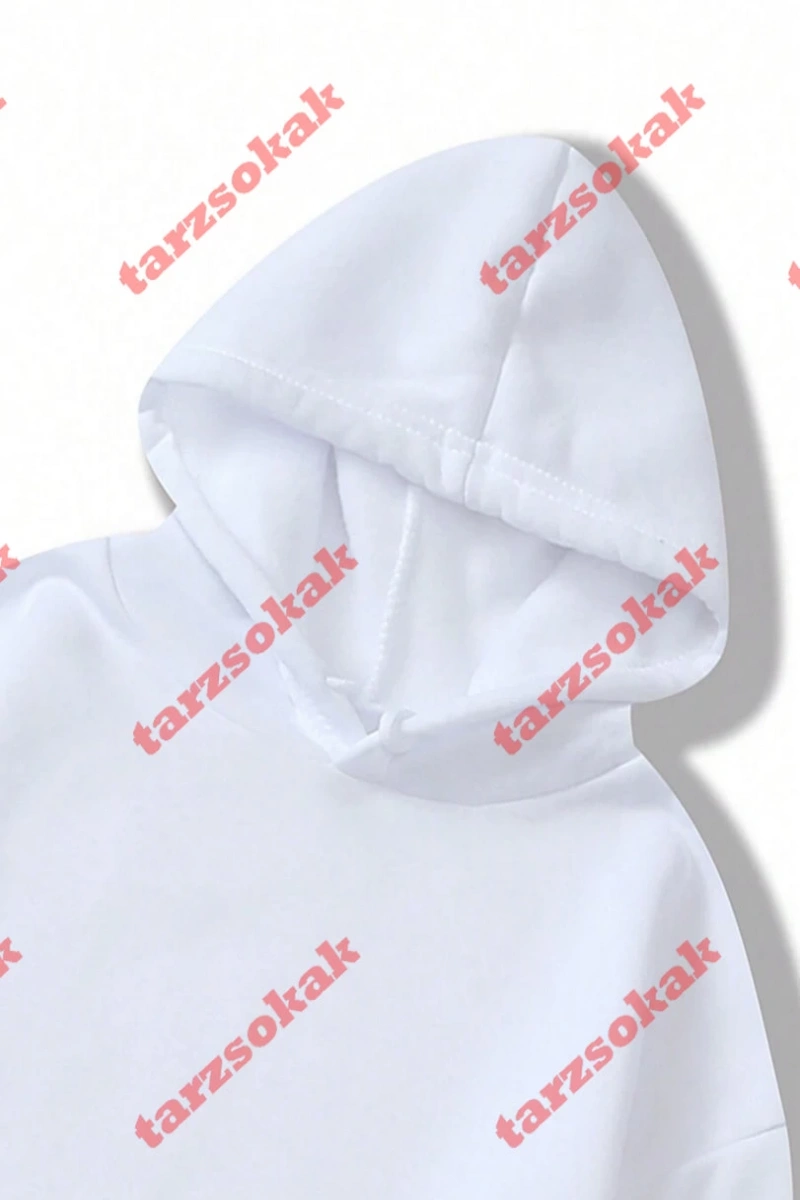 Siyah Kapşonlu Flower Detaylı ikili TAKIM