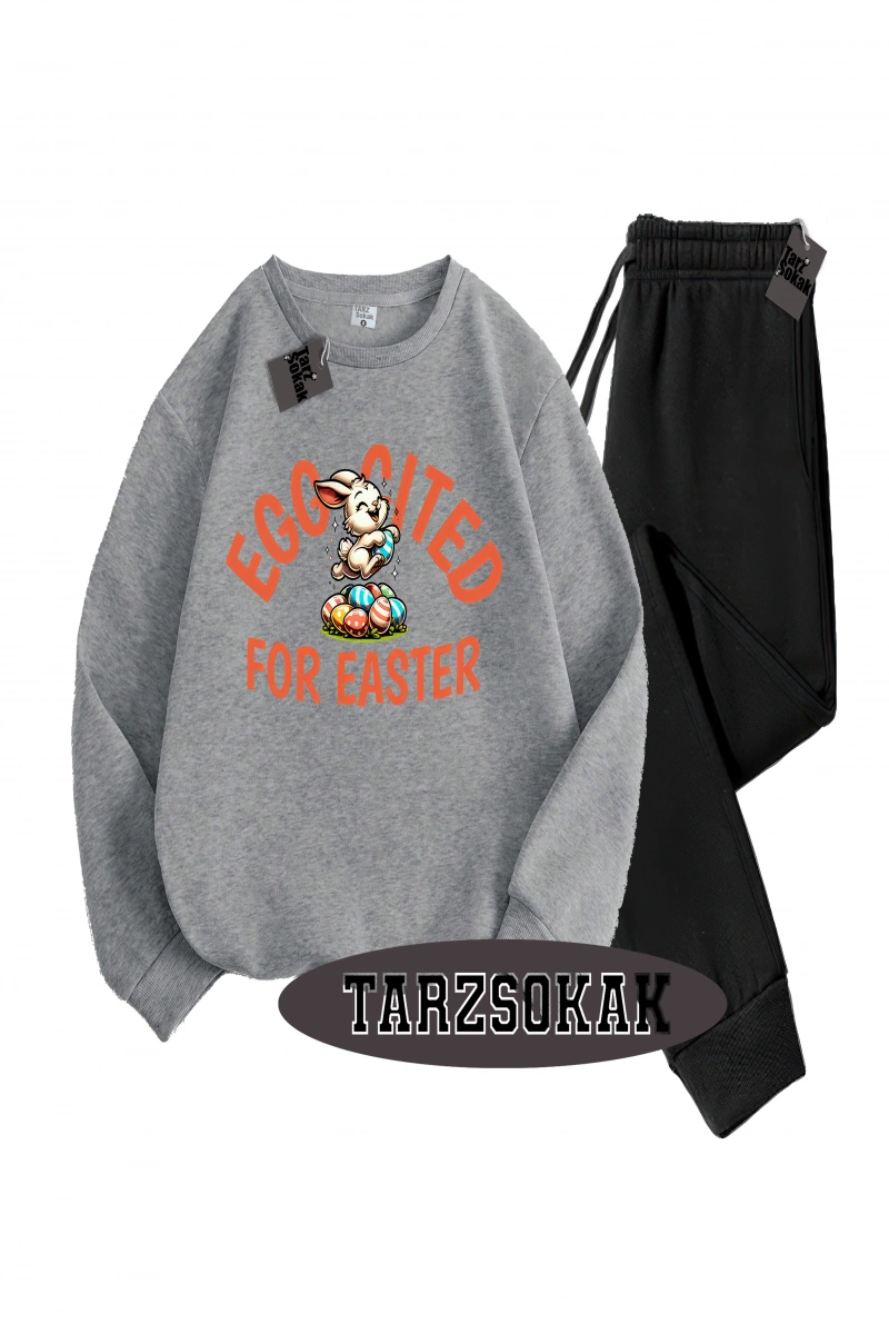Siyah Kapşonlu For Easter Detaylı ikili TAKIM