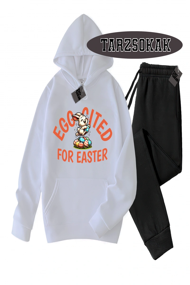 Siyah Kapşonlu For Easter Detaylı ikili TAKIM