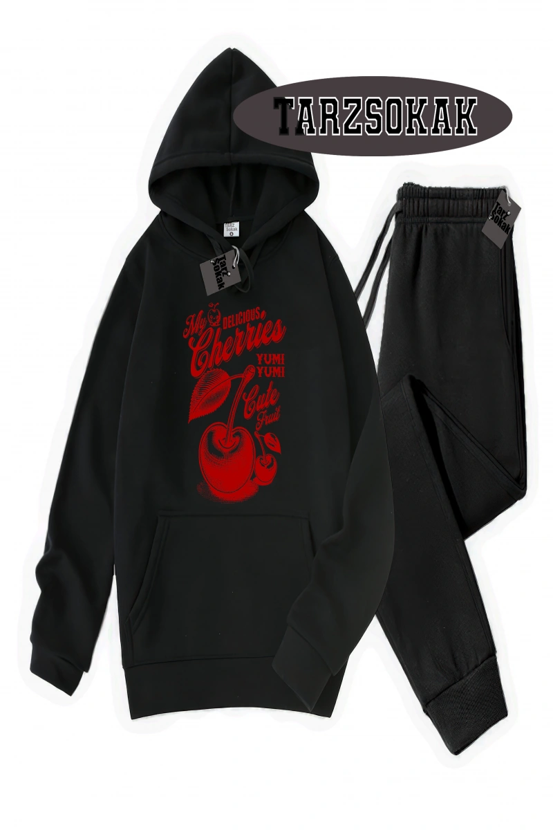 Siyah Kapşonlu Herry Yum Yum Detaylı ikili TAKIM