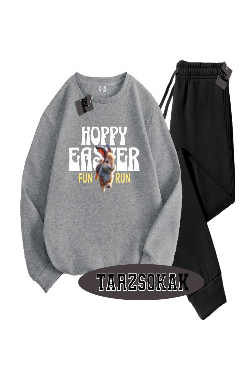 Siyah Kapşonlu Hoppy Detaylı ikili TAKIM