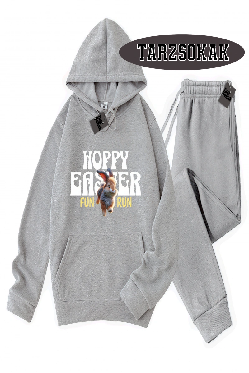 Siyah Kapşonlu Hoppy Detaylı ikili TAKIM