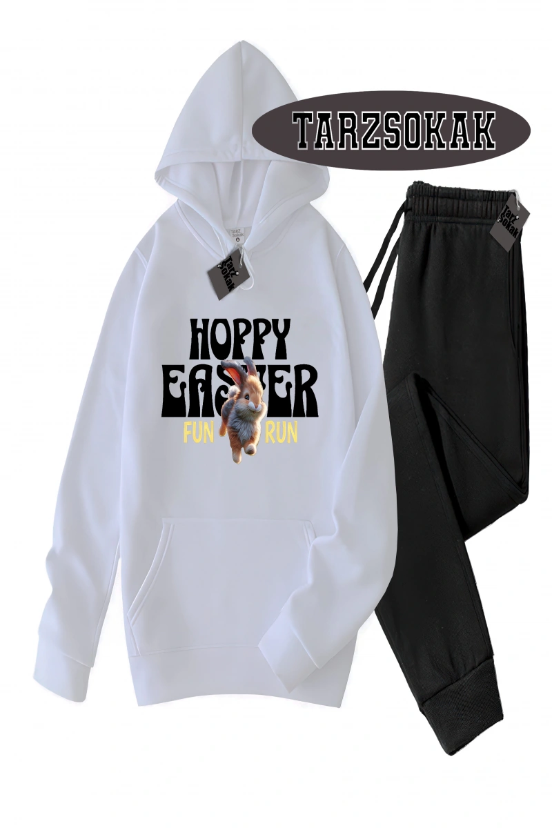 Siyah Kapşonlu Hoppy Detaylı ikili TAKIM