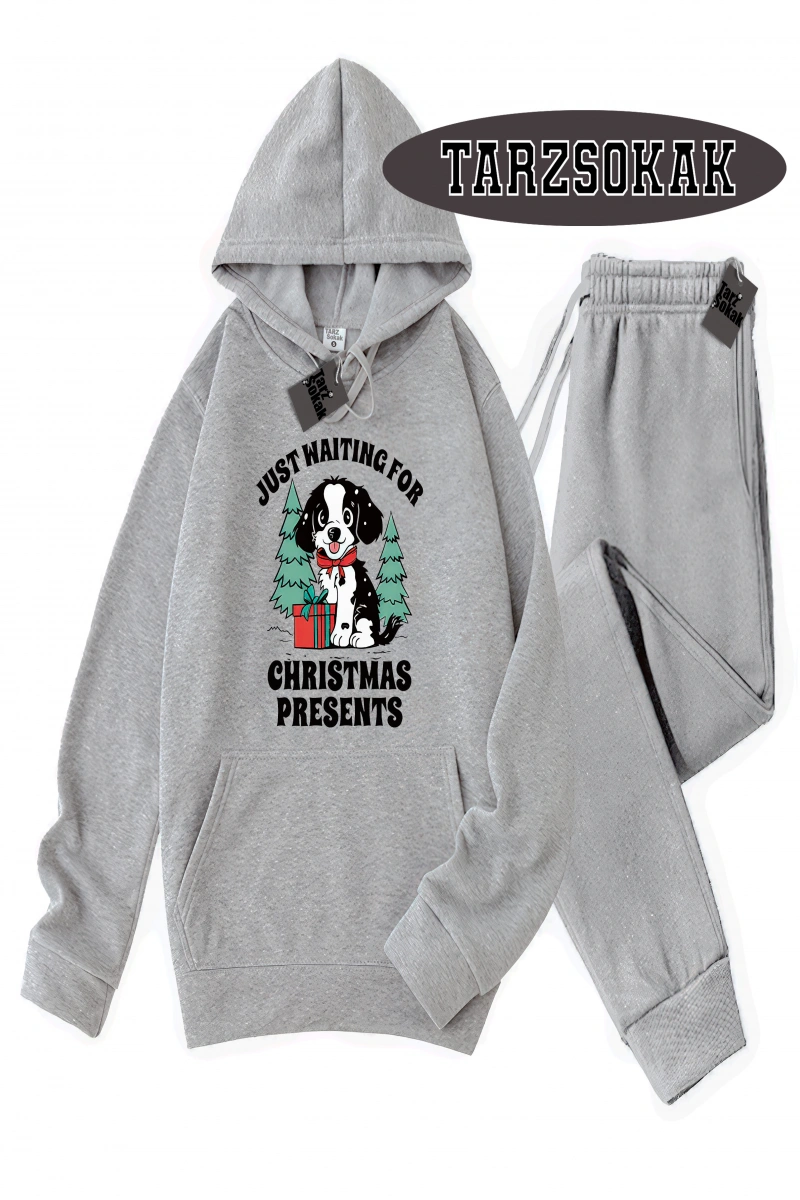 Siyah Kapşonlu Just waıtıng Detaylı ikili TAKIM