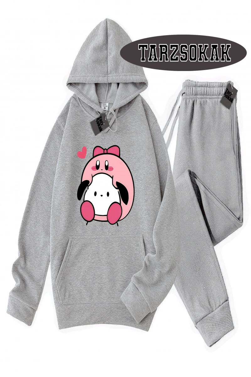 Siyah Kapşonlu Just waıtıng Detaylı ikili TAKIM