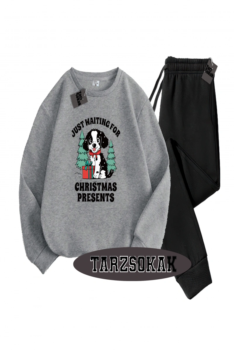 Siyah Kapşonlu Just waıtıng Detaylı ikili TAKIM