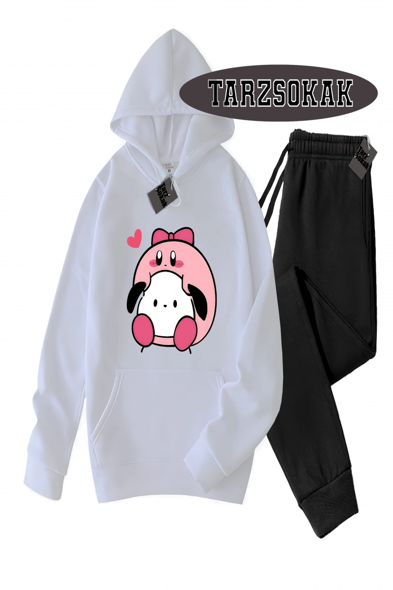 Siyah Kapşonlu Just waıtıng Detaylı ikili TAKIM