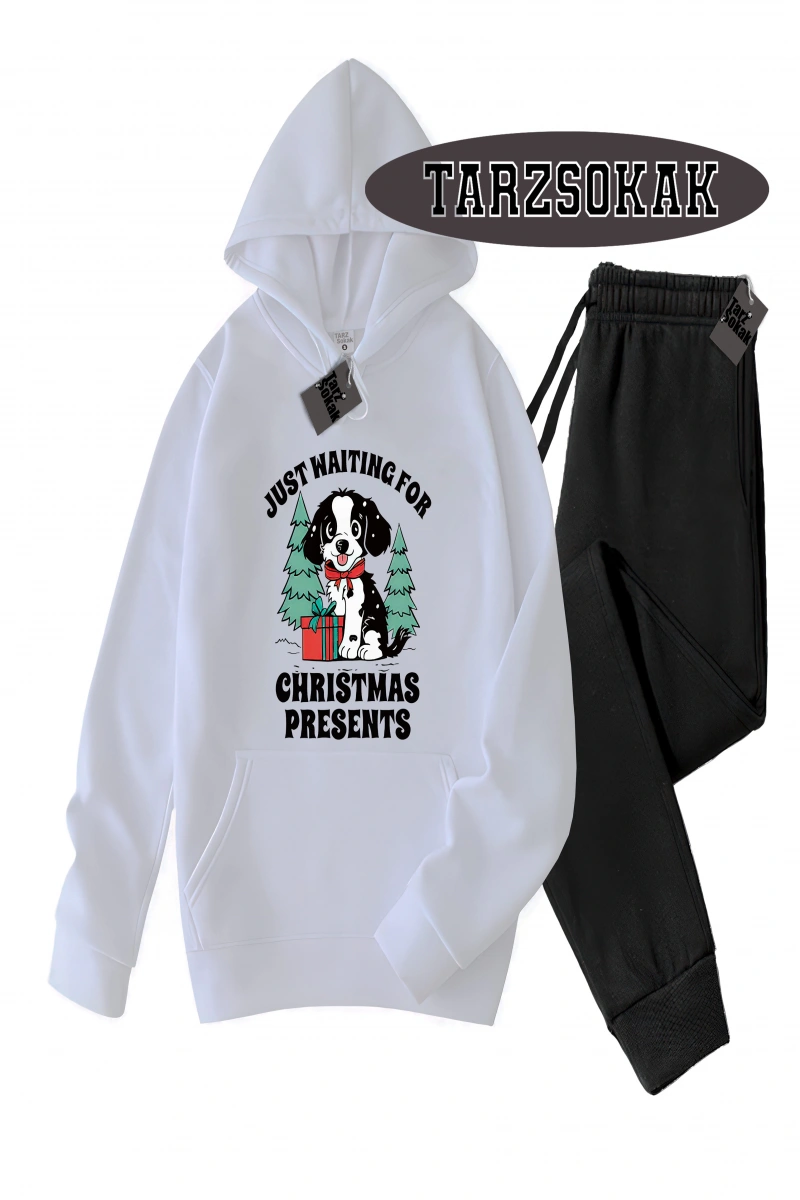 Siyah Kapşonlu Just waıtıng Detaylı ikili TAKIM