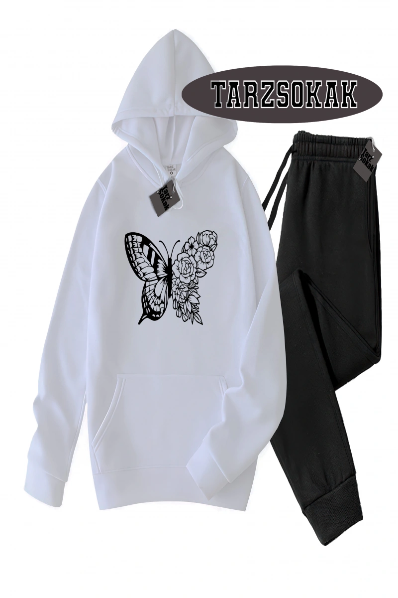 Siyah Kapşonlu kelebek çiçek  Detaylı ikili TAKIM