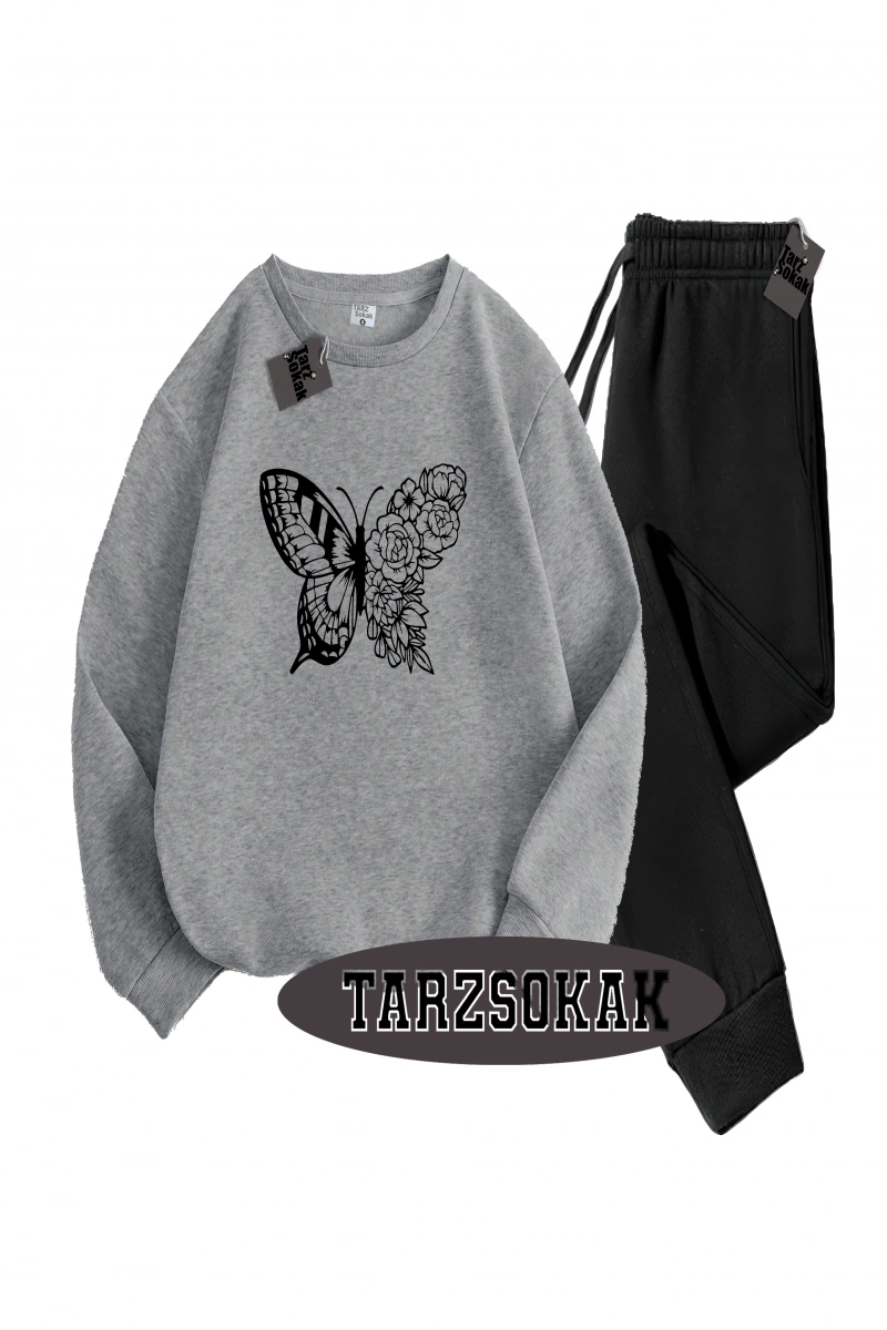 Siyah Kapşonlu kelebek çiçek  Detaylı ikili TAKIM