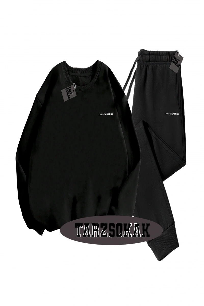 Siyah Kapşonlu les Detaylı ikili TAKIM