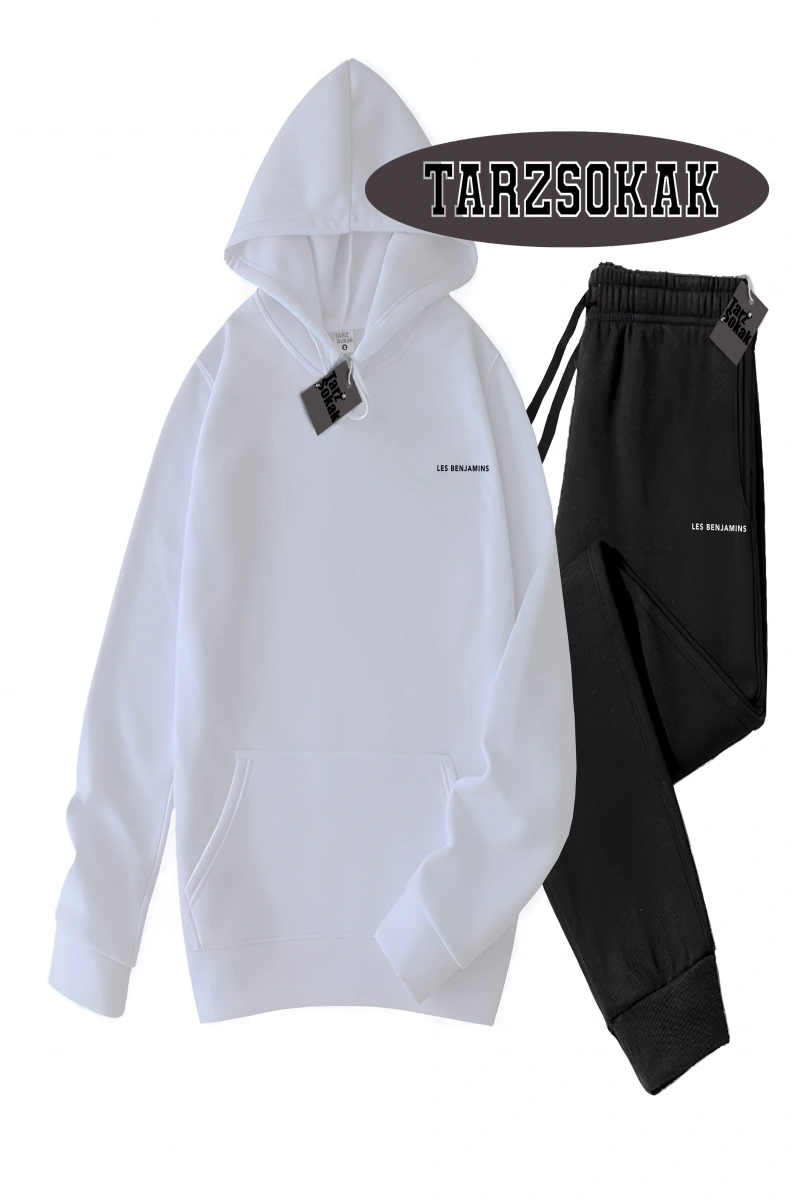 Siyah Kapşonlu les Detaylı ikili TAKIM