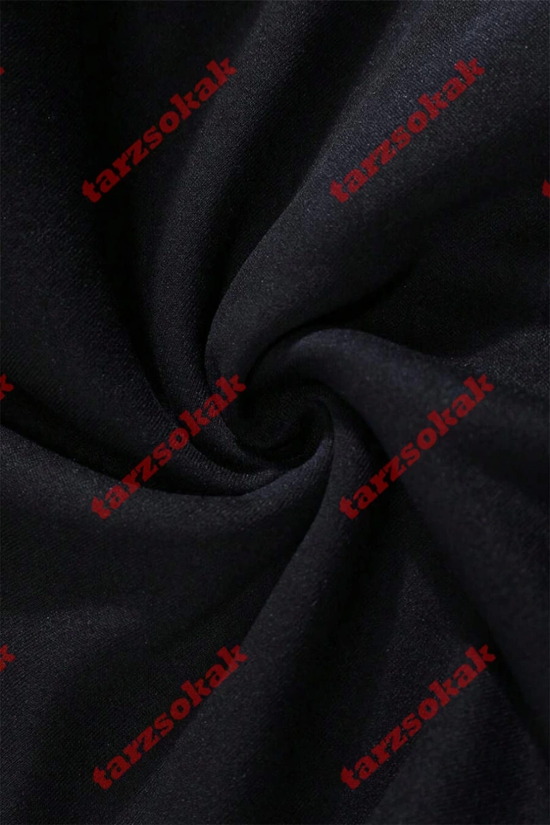 Siyah Kapşonlu les Detaylı ikili TAKIM