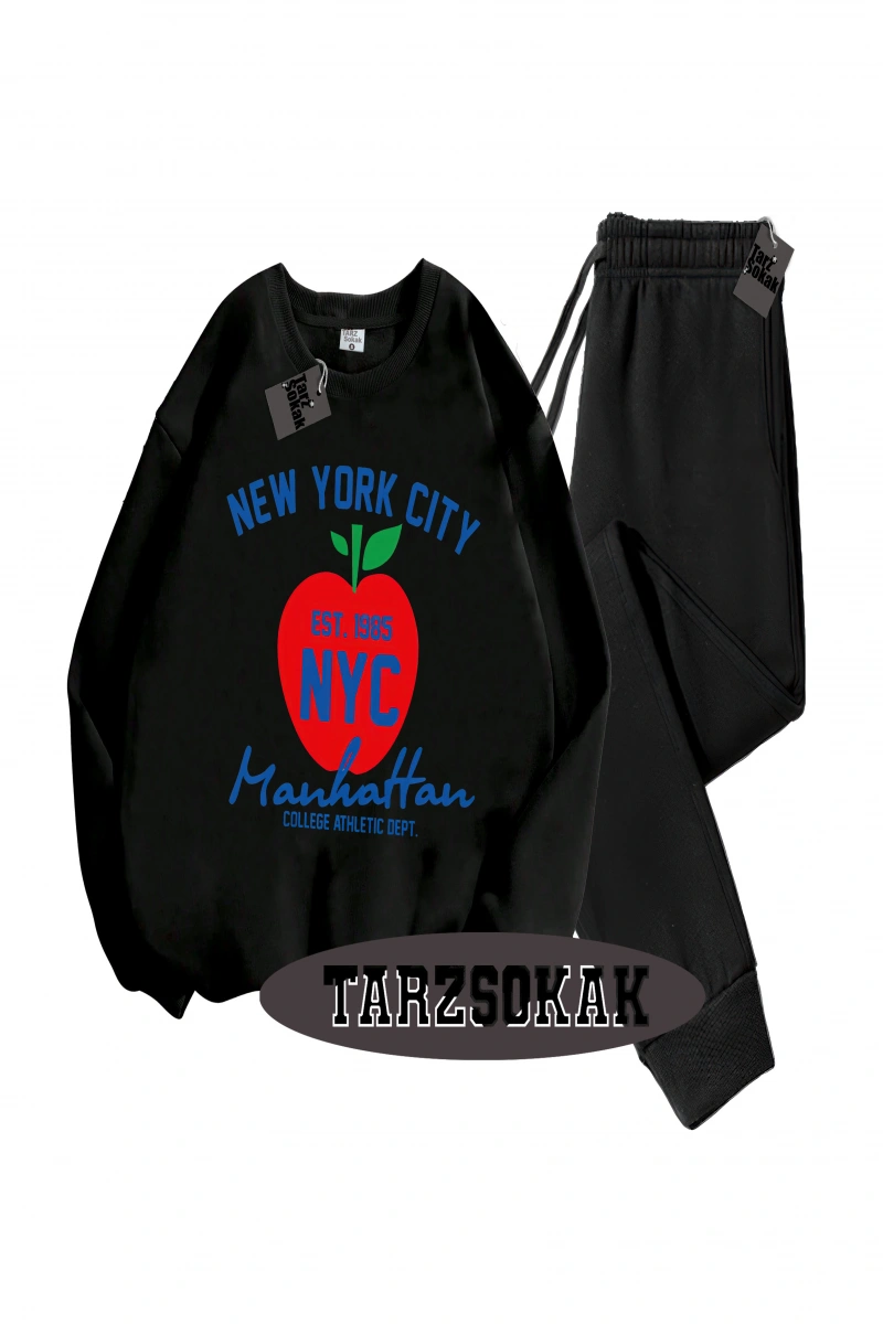 Siyah Kapşonlu Nyces  Detaylı ikili TAKIM