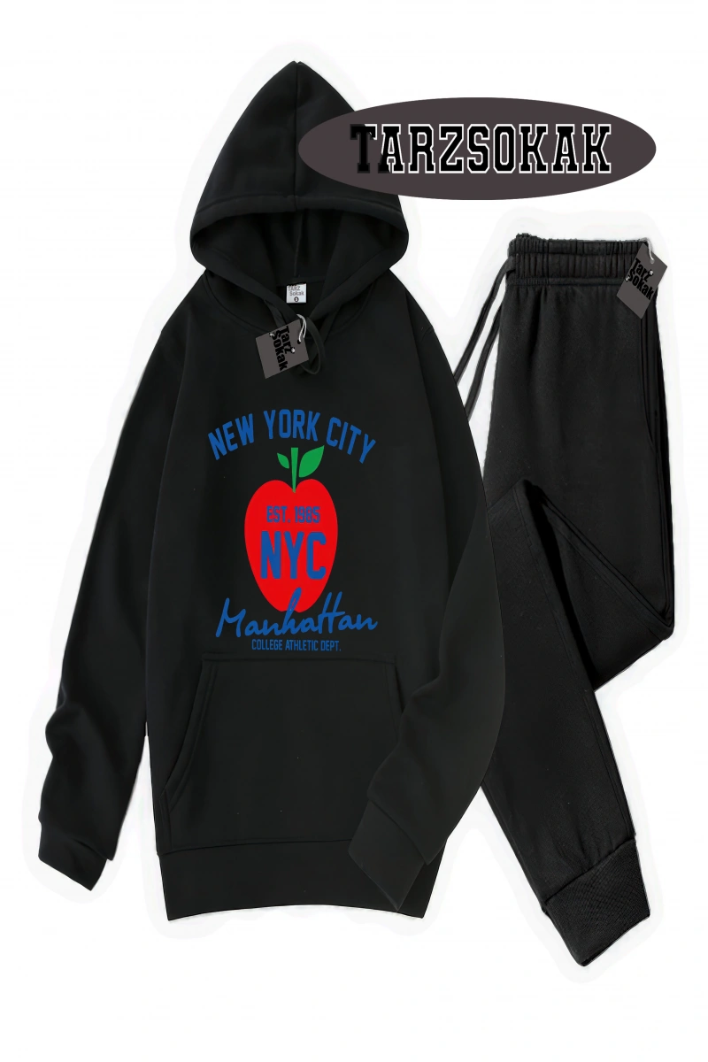 Siyah Kapşonlu Nyces  Detaylı ikili TAKIM