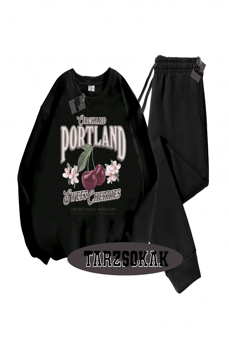 Siyah Kapşonlu Orchard Detaylı ikili TAKIM