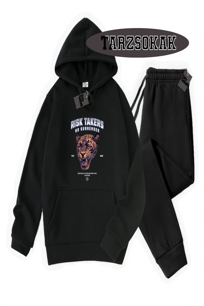 Siyah Kapşonlu Reason Detaylı ikili TAKIM