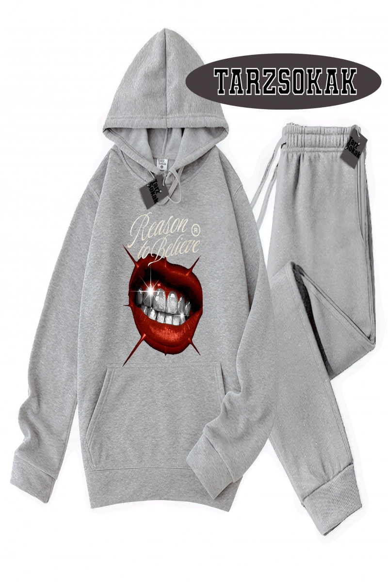 Siyah Kapşonlu Reason Detaylı ikili TAKIM