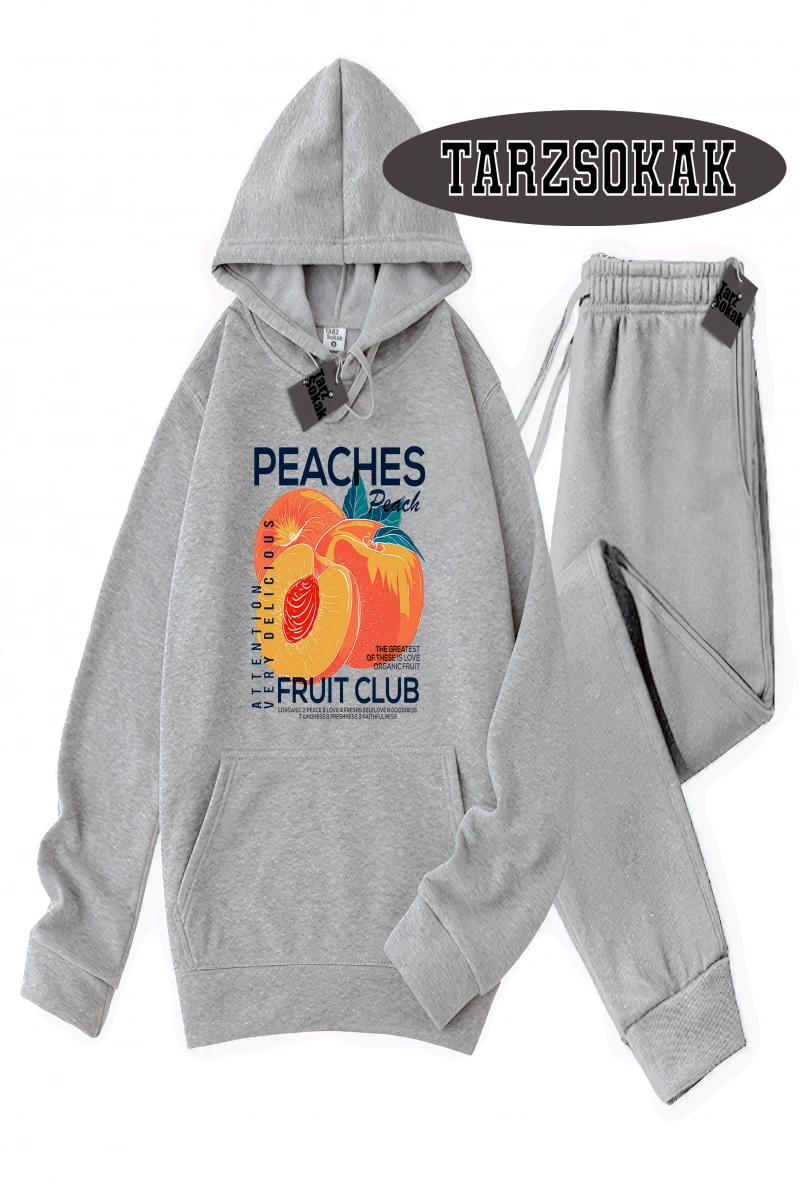 Siyah Kapşonlu ŞEftali Detaylı ikili TAKIM