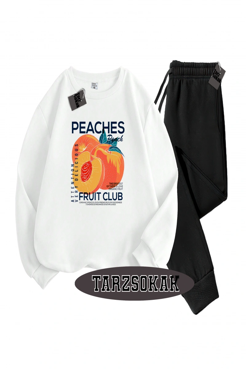 Siyah Kapşonlu ŞEftali Detaylı ikili TAKIM