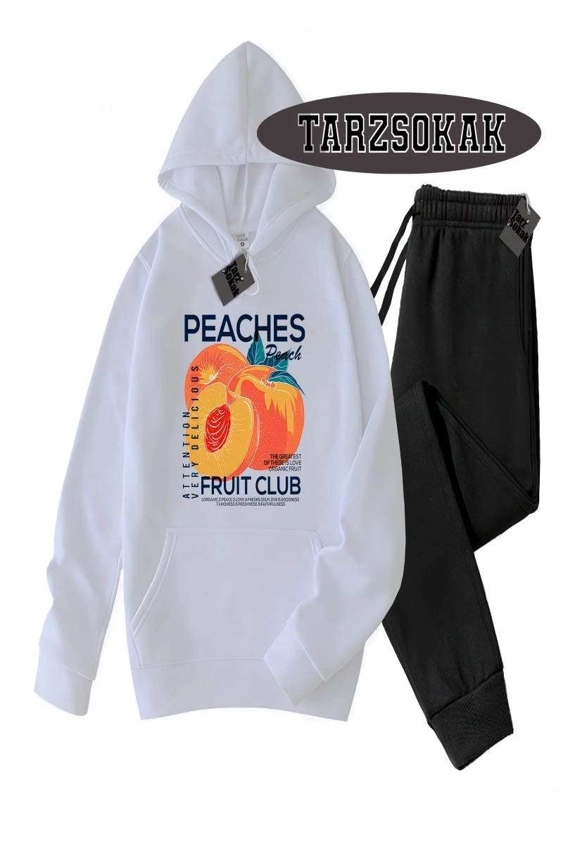 Siyah Kapşonlu ŞEftali Detaylı ikili TAKIM