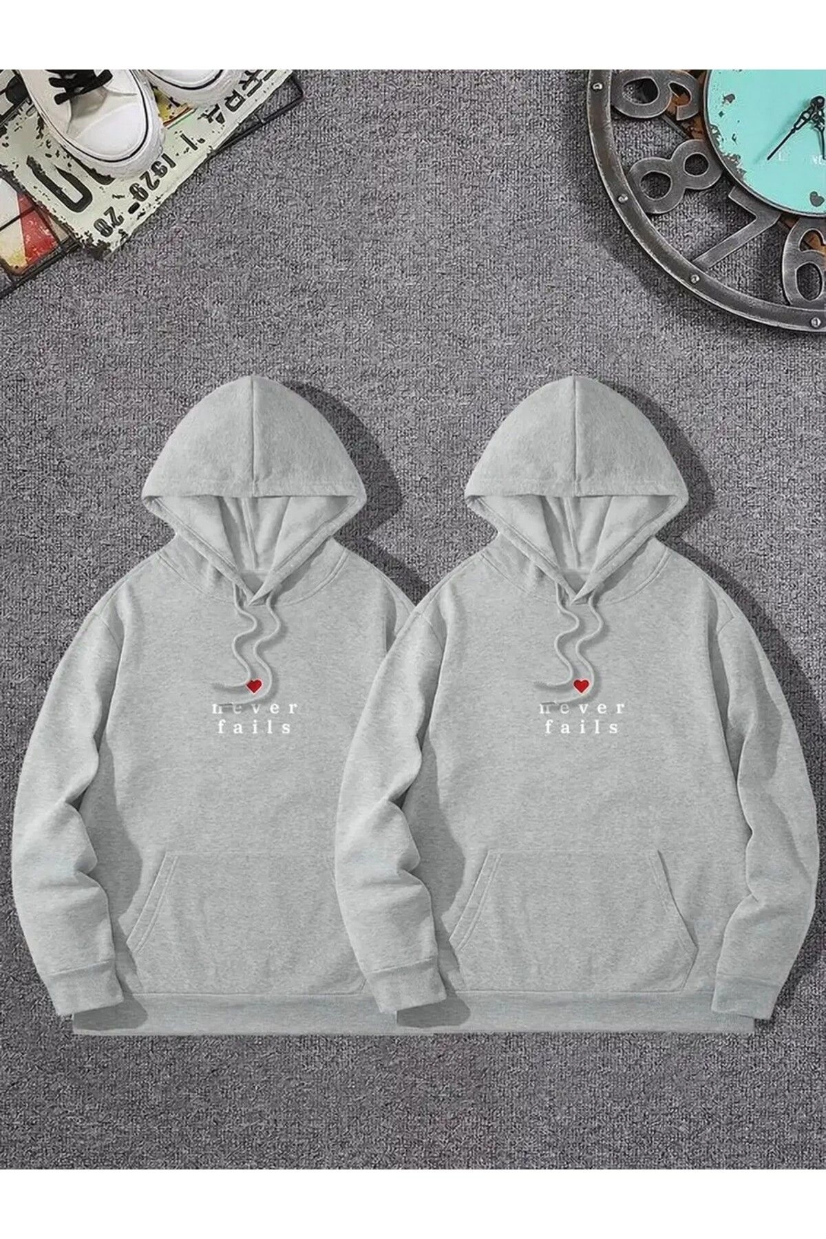 Siyah Kapşonlu Sweatshirt Çift Sevgili Kombinleri Couple Clothing