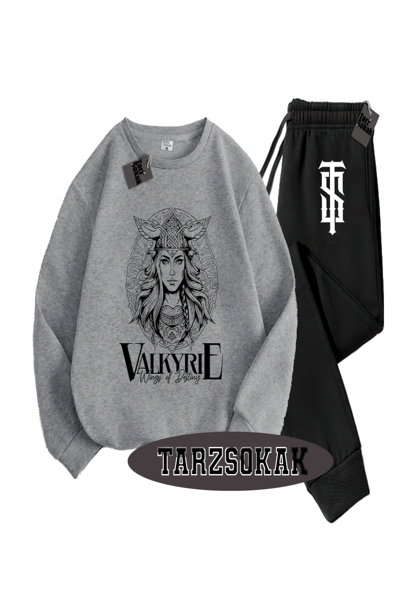 Siyah Kapşonlu Valkyrıe Detaylı ikili TAKIM
