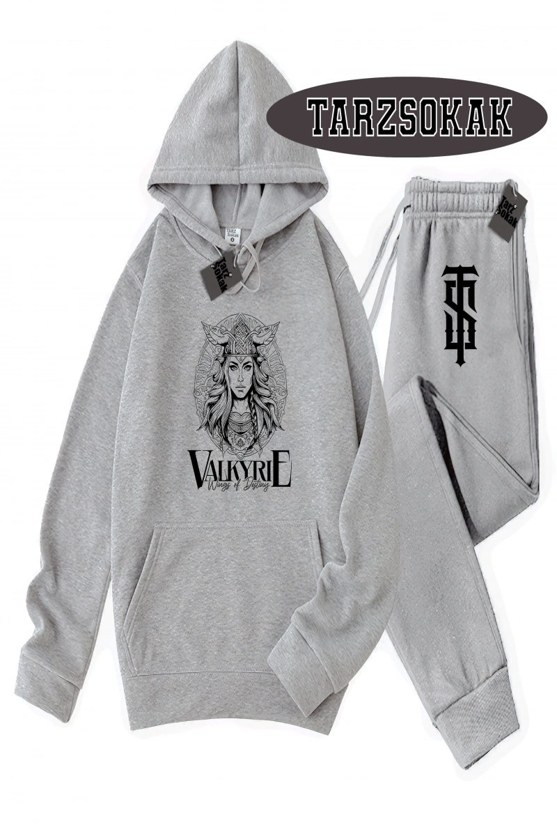 Siyah Kapşonlu Valkyrıe Detaylı ikili TAKIM