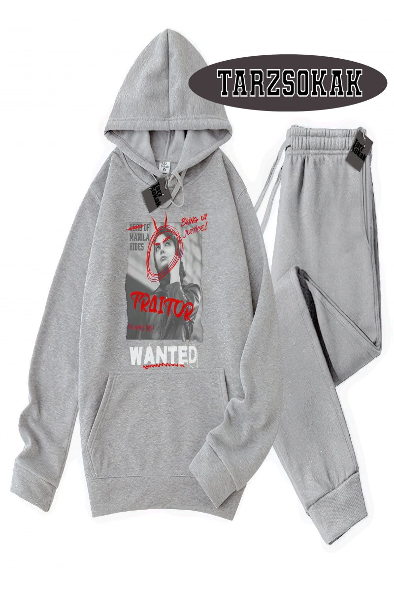 Siyah Kapşonlu Wanted Detaylı ikili TAKIM