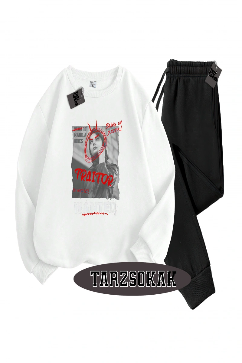 Siyah Kapşonlu Wanted Detaylı ikili TAKIM