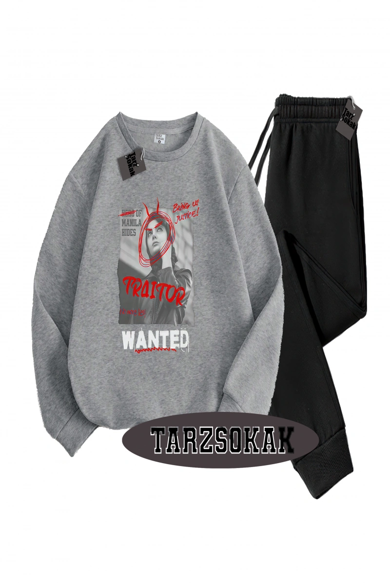 Siyah Kapşonlu Wanted Detaylı ikili TAKIM