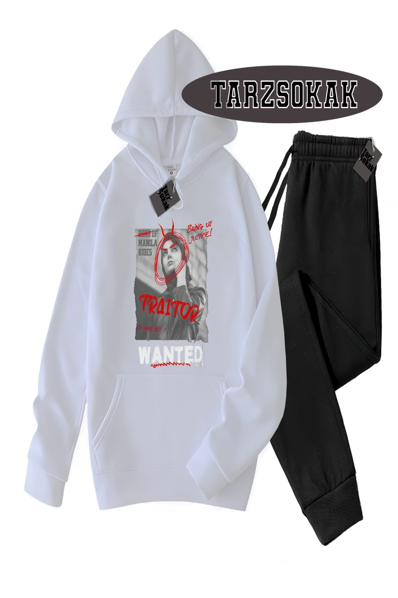 Siyah Kapşonlu Wanted Detaylı ikili TAKIM