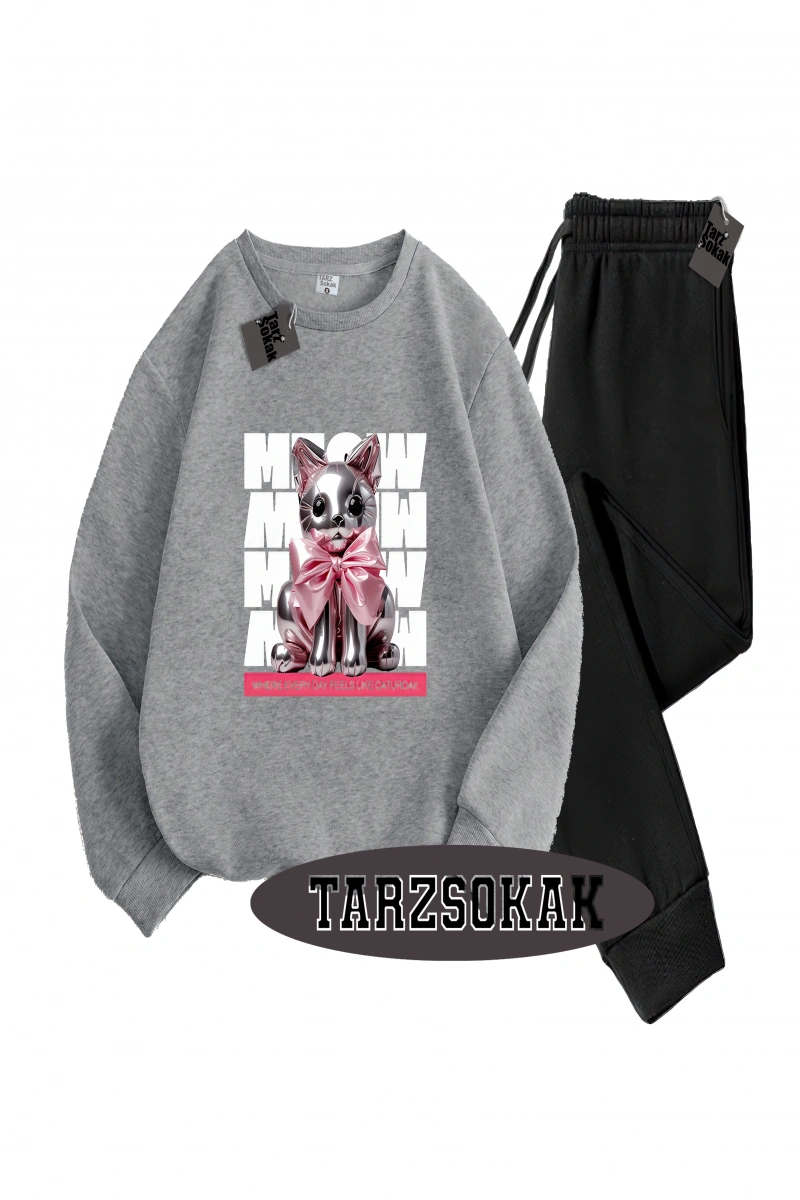 Siyah Kapşonlu Where Everday Detaylı ikili TAKIM