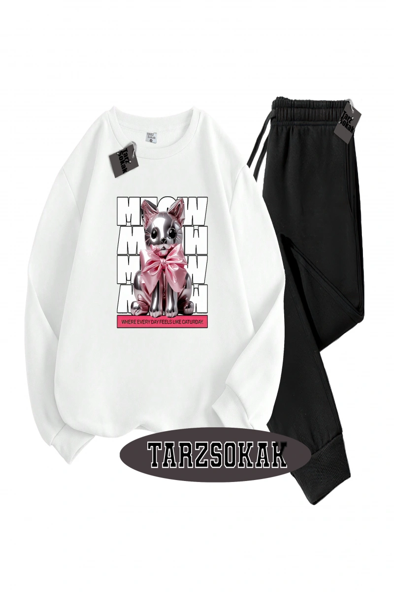 Siyah Kapşonlu Where Everday Detaylı ikili TAKIM