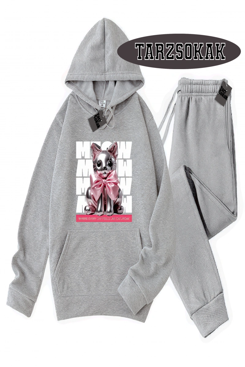 Siyah Kapşonlu Where Everday Detaylı ikili TAKIM