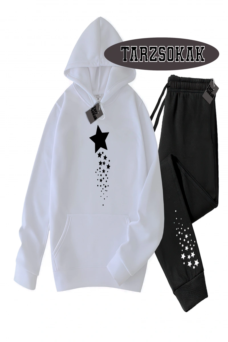 Siyah Kapşonlu Yıldız Detaylı ikili TAKIM