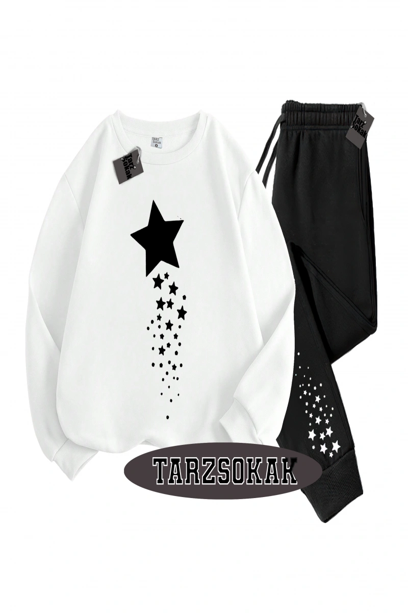 Siyah Kapşonlu Yıldız Detaylı ikili TAKIM