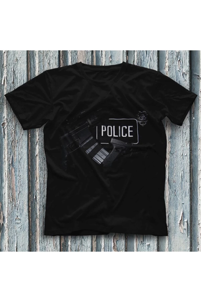 Siyah Unisex Tişört Police T-shirt 9815QTF