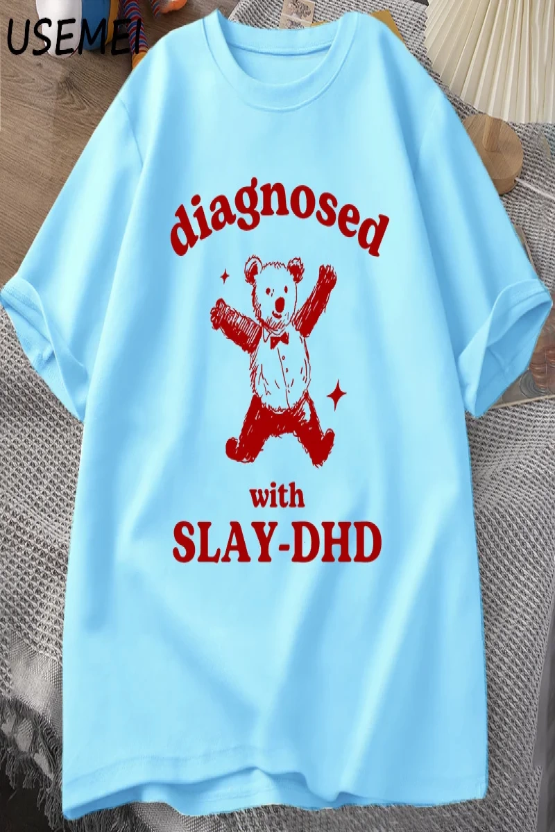 Slay ile teşhis-DHD komik Panda ayı T Shirt zihinsel sağlık karikatür Tee erkek giysileri pam 3045