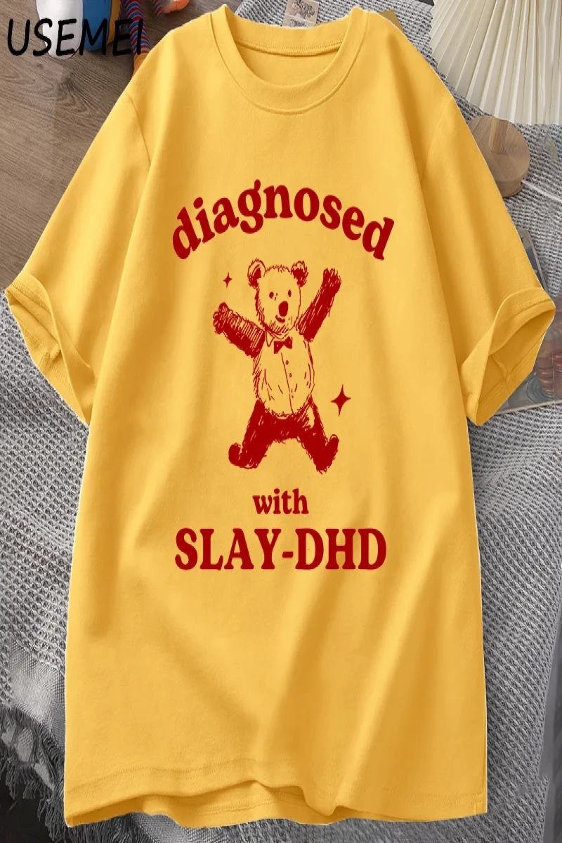 Slay ile teşhis-DHD komik Panda ayı T Shirt zihinsel sağlık karikatür Tee erkek giysileri pam 3045