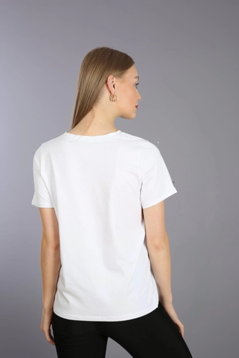 Slim Fit Yuvarlak Yaka Basic T-shirt Beyaz