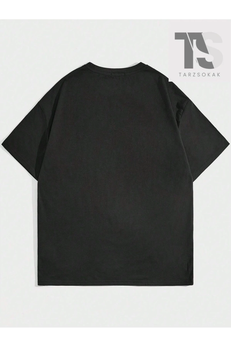 Sloganlı ve Melek Desenli Erkek Baskılı Yuvarlak Yaka T-Shirt