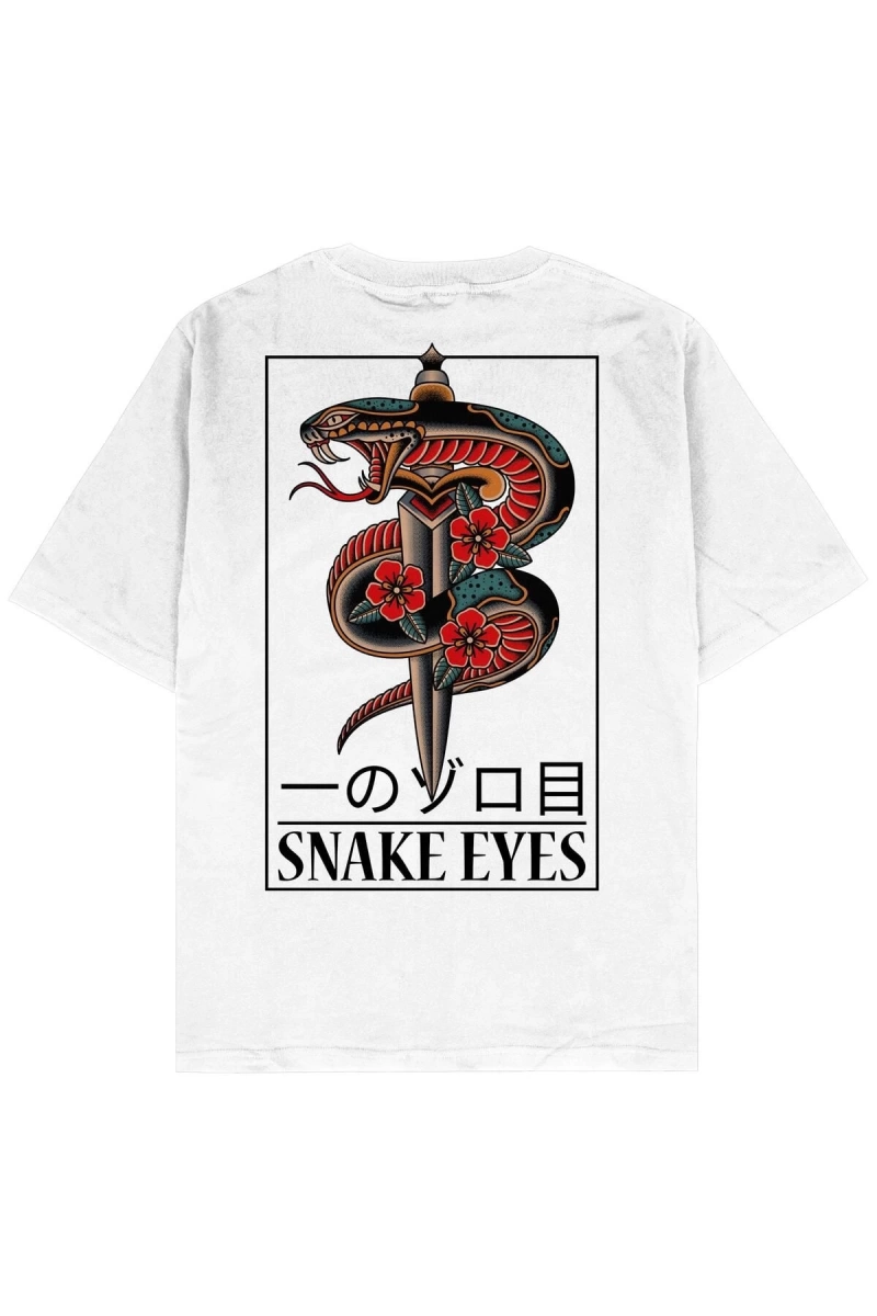 Snake Eyes Beyaz Oversize Unisex T-shirt