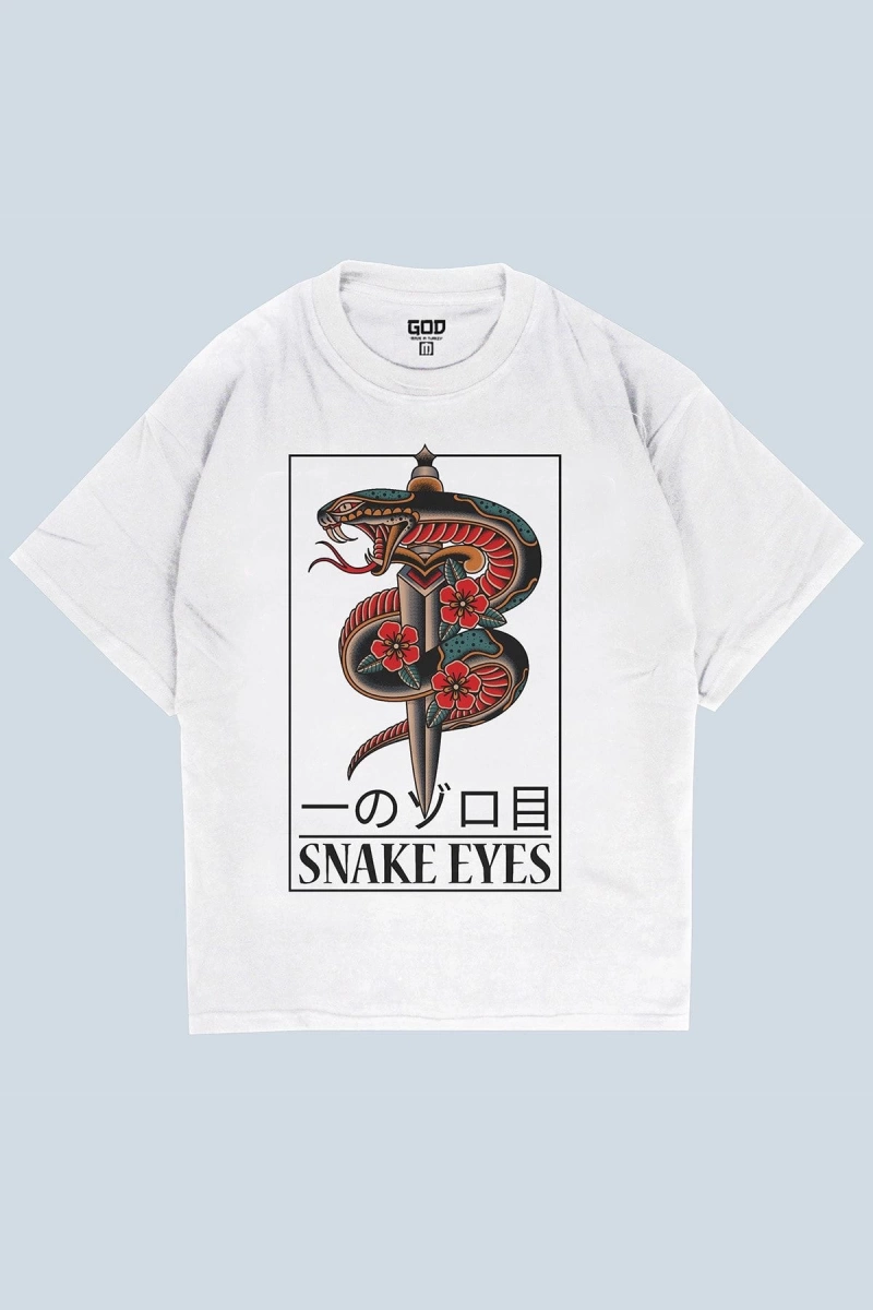 Snake Eyes Beyaz Oversize Unisex T-shirt