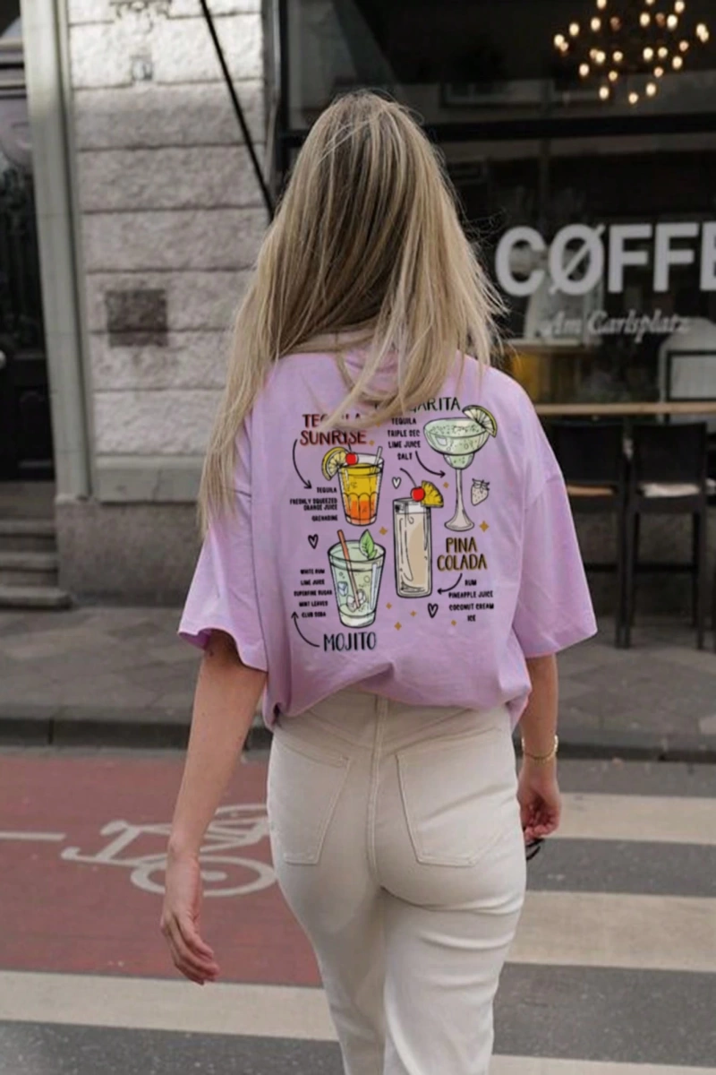 Soleil Grafik Baskı, Yazlık Kadın %100 Pamuklu Kısa Kollu, Beyaz Kısa Kollu, Grafik Tişörtler