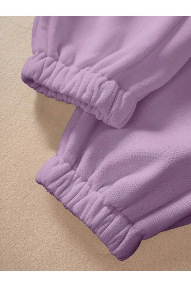 Solid Drawstring Waist 4 Mevsim Eşofman
