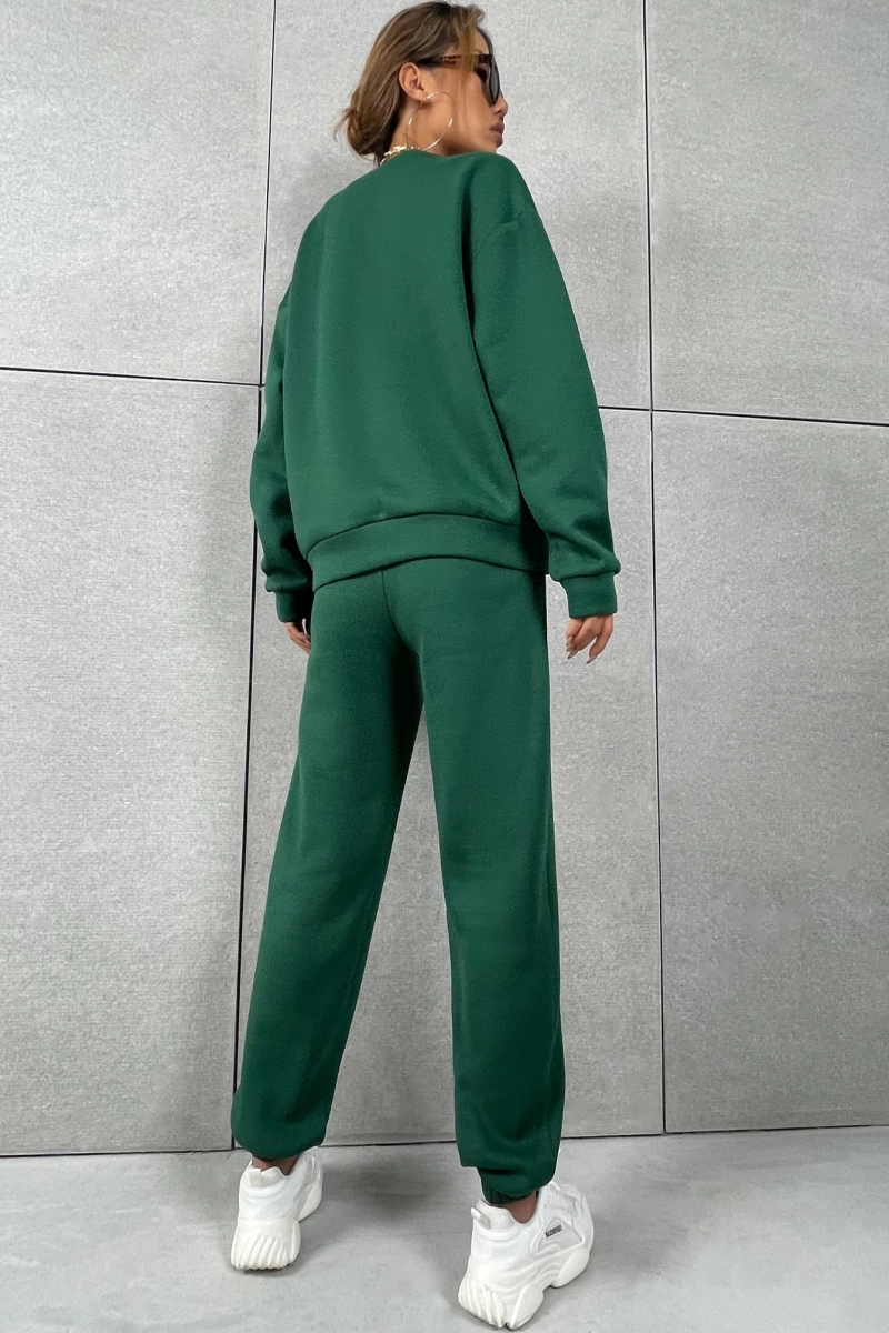 Solid Düşük Omuz Sweatshirt & Eşofman Altı