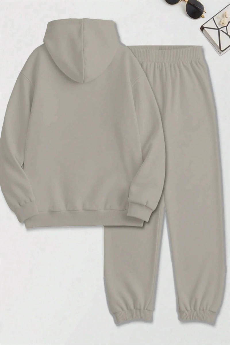 Solid Düşük Omuz Sweatshirt & Eşofman Altı